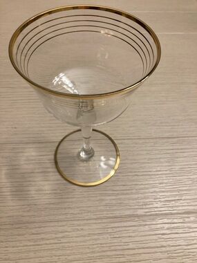 Antique Optic Glass and Gilt Stemware